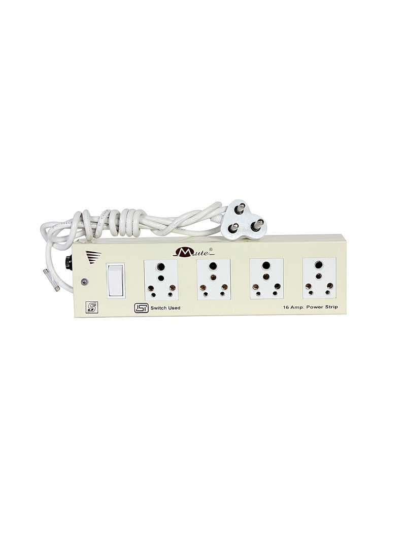 Mute Mute Power Extension Strip 4 Socket I ISI Switch 3 Core Copper Lead 22 Meters 15 Amp Surge Protector Power Strip 4 Socket 1 Switch Ivory  - Image 1