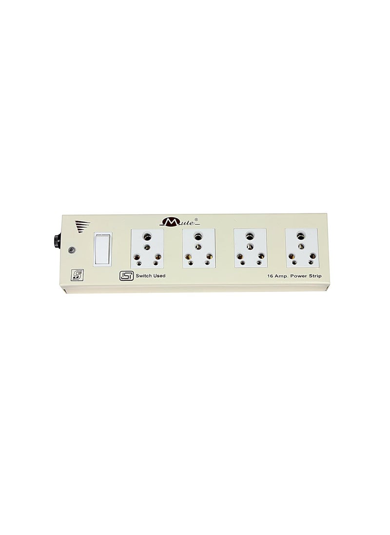Mute Mute Power Extension Strip 4 Socket I ISI Switch 3 Core Copper Lead 22 Meters 15 Amp Surge Protector Power Strip 4 Socket 1 Switch Ivory  - Image 3