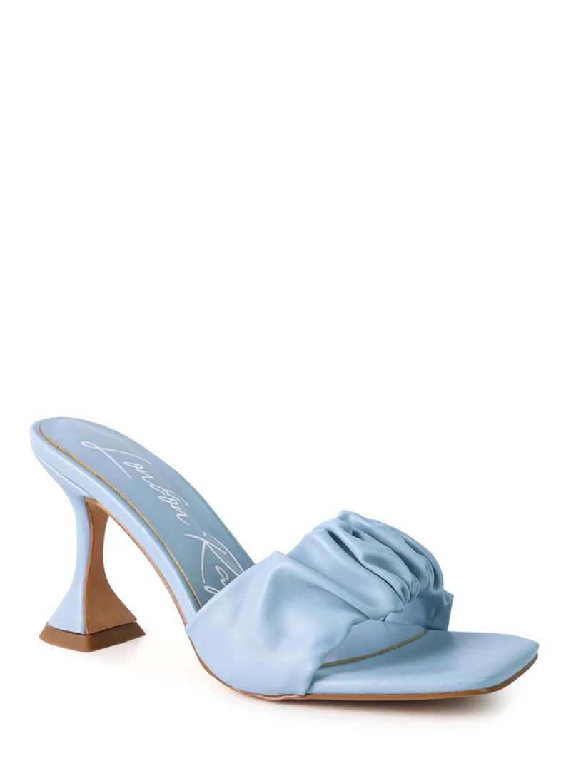 London Rag Blue Spool Heeled Ruched Sandals