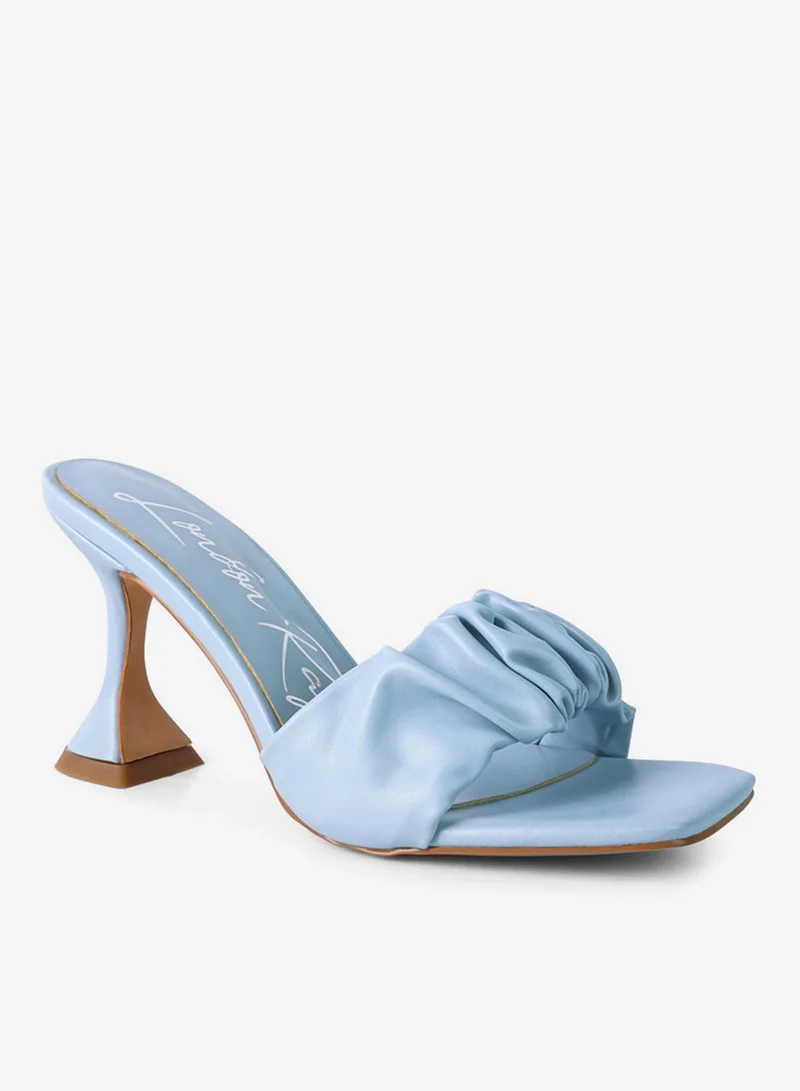 London Rag Blue Spool Heeled Ruched Sandals