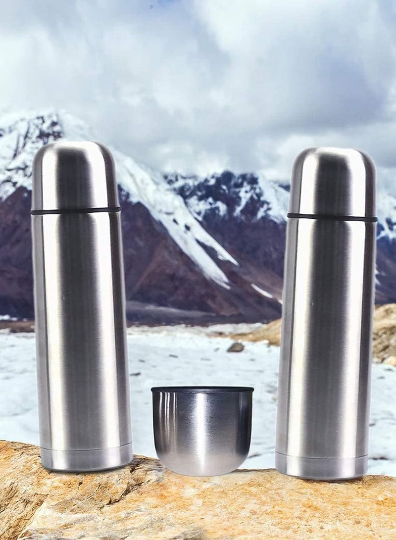 Water Flask, Double Walled Vacuum Insulated Thermos 1l, Leakproof 24 Hours Hot and Cold Water Bottle, Durable Stainless-Steel Interior and Exterior, Silver  - Image 5