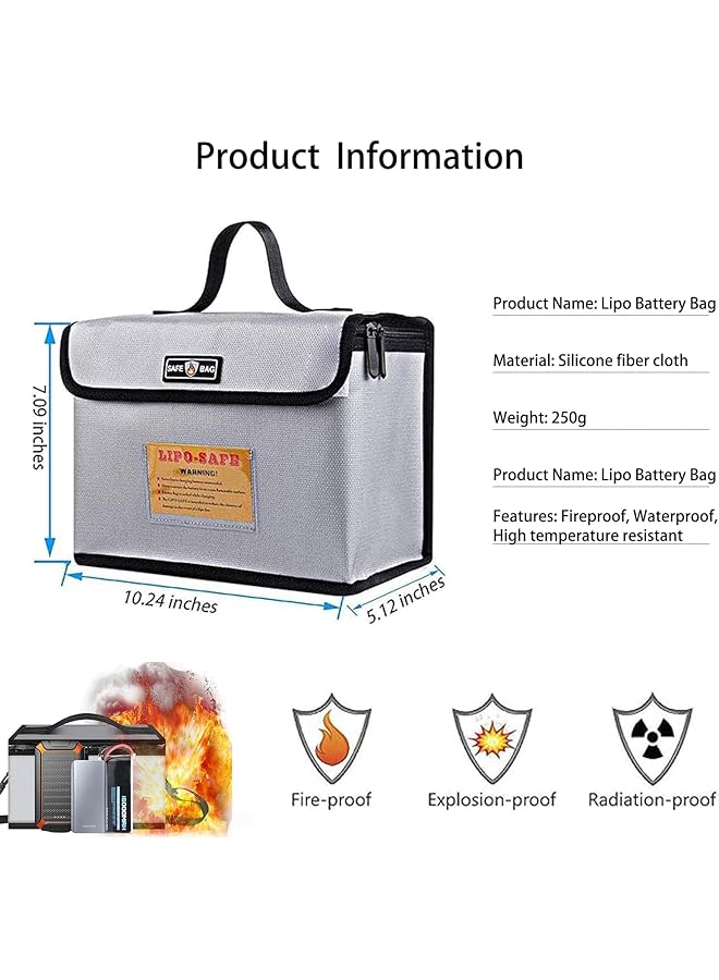erorex Fireproof And Waterproof Lipo Safe Battery Storage Case With Large Capacity And Double Zipper（10.24 - Image 2
