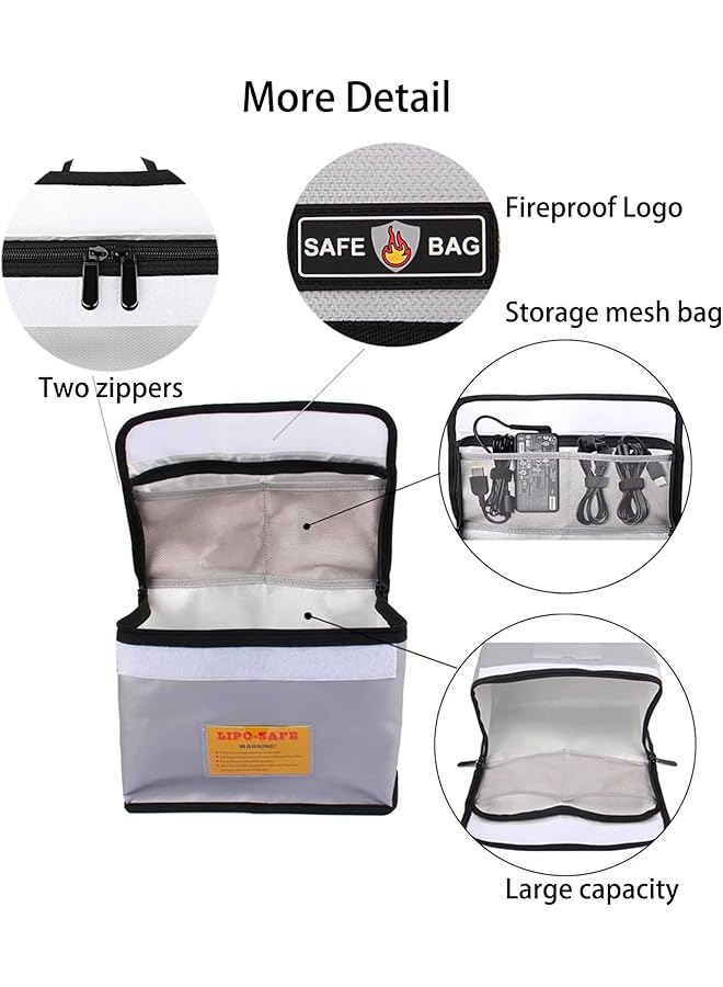 erorex Fireproof And Waterproof Lipo Safe Battery Storage Case With Large Capacity And Double Zipper（10.24 - Image 5