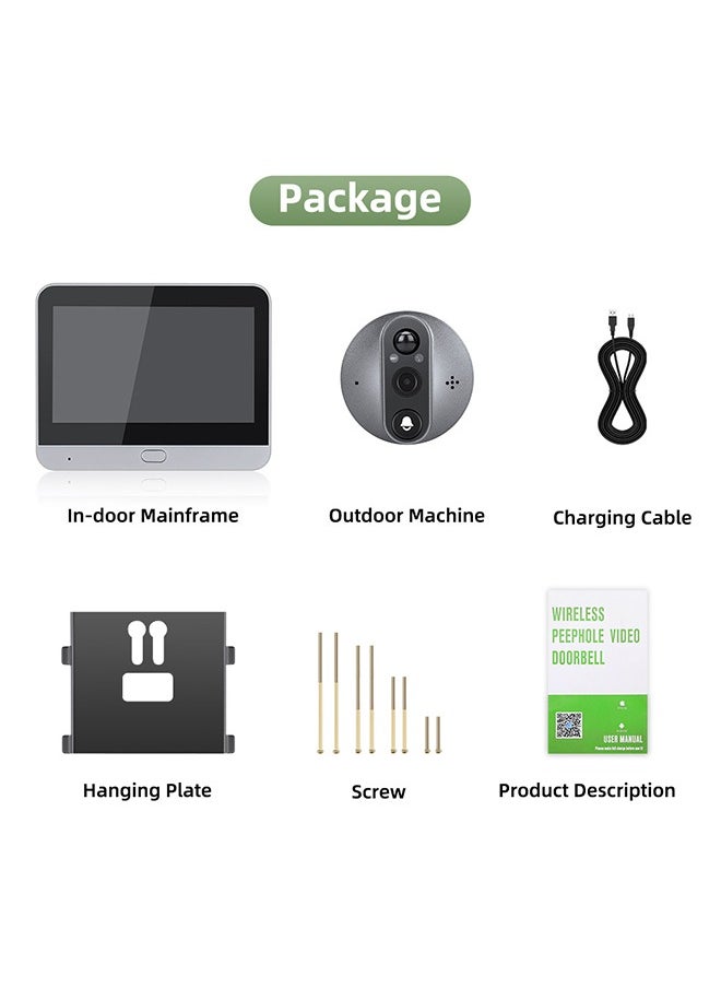 Tuya App Smart 1080P WiFi Doorbell Camera - 5000mAh Battery  Night Vision, Wireless Security with Digital Viewer App (Peephole Installation)