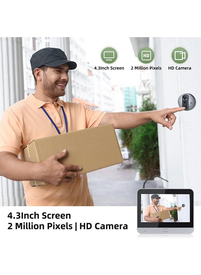 Tuya App Smart 1080P WiFi Doorbell Camera - 5000mAh Battery  Night Vision, Wireless Security with Digital Viewer App (Peephole Installation)