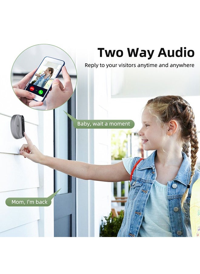 Tuya App Smart 1080P WiFi Doorbell Camera - 5000mAh Battery  Night Vision, Wireless Security with Digital Viewer App (Peephole Installation)
