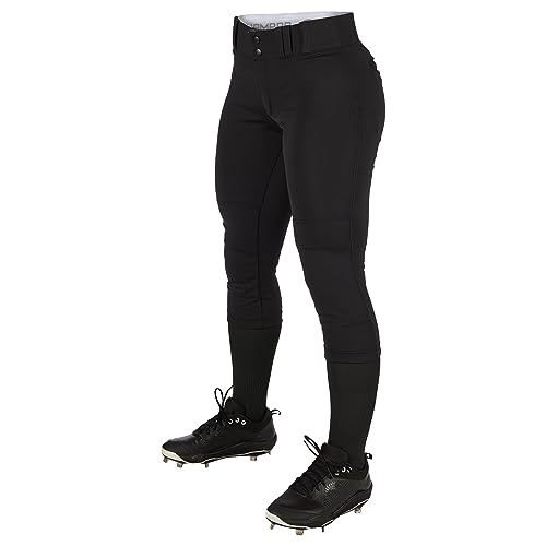 CHAMPRO Girls' Standard Low-Rise Softball Pants, Black, Medium - Image 1