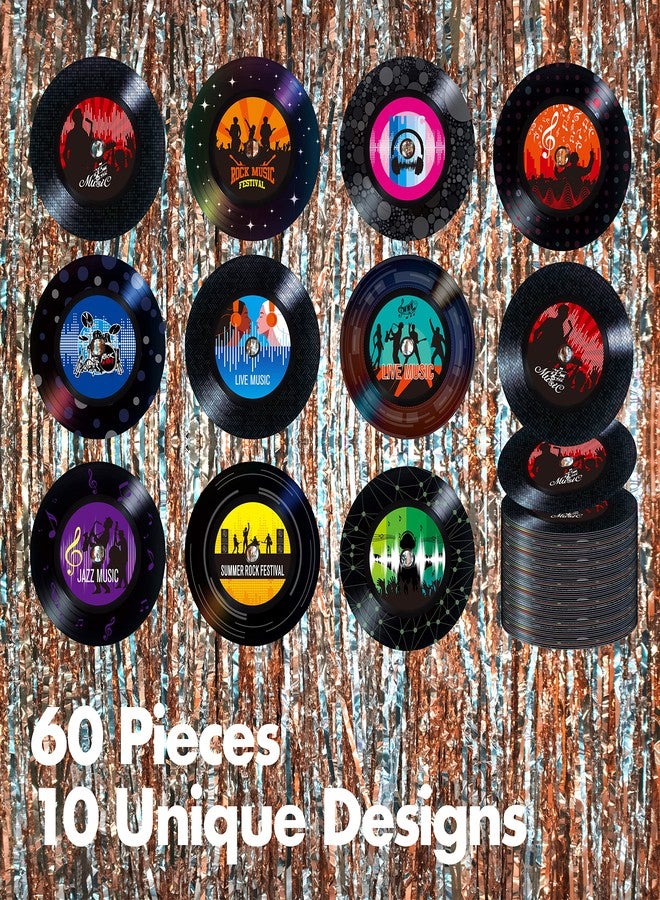 Gethelud 60 Pieces Record Bulletin Board Cutouts, 10 Designs Bulletin Board Decoration, Erasable with PET Film, Jazz Rock Music, Project Decoration, Party Supplies for Whiteboard, Party Favors (15cm Diameter) - Image 2
