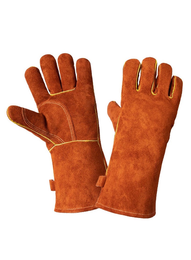 general Oven Gloves Cowhide Insulation High Temperature Resistance Long Outdoor Picnic Camping Barbecue Oil-proof and Anti-scald Gloves - Image 1