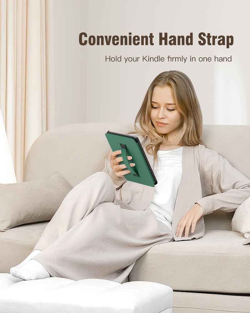 MoKo Case for All-New 7" Kindle Paperwhite(12th Gen 2024) and Kindle Colorsoft Signature Edition 2024, Lightweight Shell Cover with Hand Strap Auto Wake/Sleep for Kindle Paperwhite 2024, Jade Green - Image 3