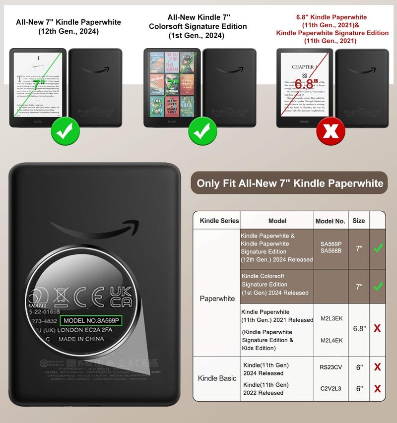 MoKo Case for All-New 7" Kindle Paperwhite(12th Gen 2024) and Kindle Colorsoft Signature Edition 2024, Lightweight Shell Cover with Hand Strap Auto Wake/Sleep for Kindle Paperwhite 2024, Jade Green - Image 2