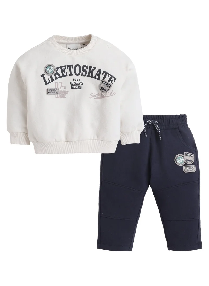 Dirkje Boys 2pc Set – “LIKETOSKATE” Print Sweatshirt & Jogger with Patch Detail