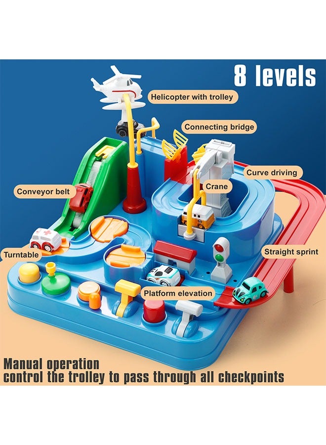 Car Race Track for Kids Ages 4-8, Kids Car Toys for 3 Year Old Boys, Race Track for Toddlers 1-3, City Set with 3 Small Cars and Helicopter, Educational Birthday Gifts - Image 2