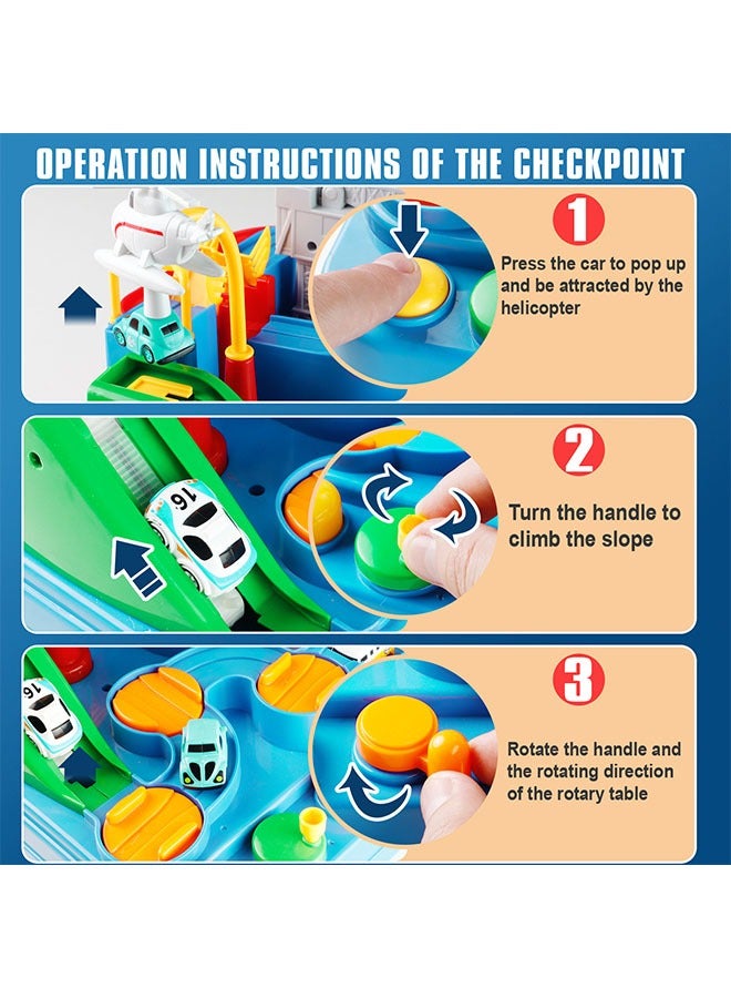 Car Race Track for Kids Ages 4-8, Kids Car Toys for 3 Year Old Boys, Race Track for Toddlers 1-3, City Set with 3 Small Cars and Helicopter, Educational Birthday Gifts - Image 5