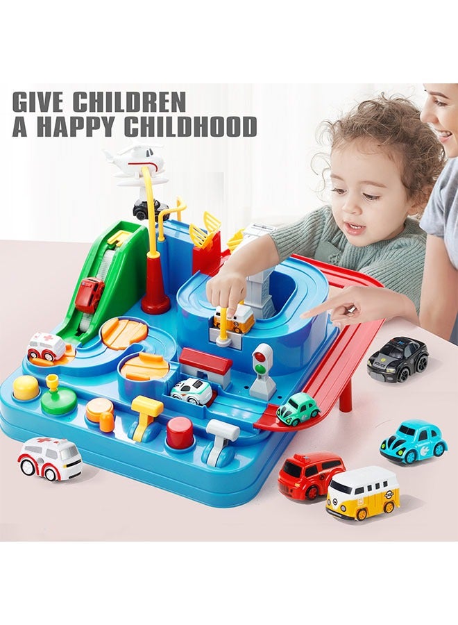 Car Race Track for Kids Ages 4-8, Kids Car Toys for 3 Year Old Boys, Race Track for Toddlers 1-3, City Set with 3 Small Cars and Helicopter, Educational Birthday Gifts - Image 4