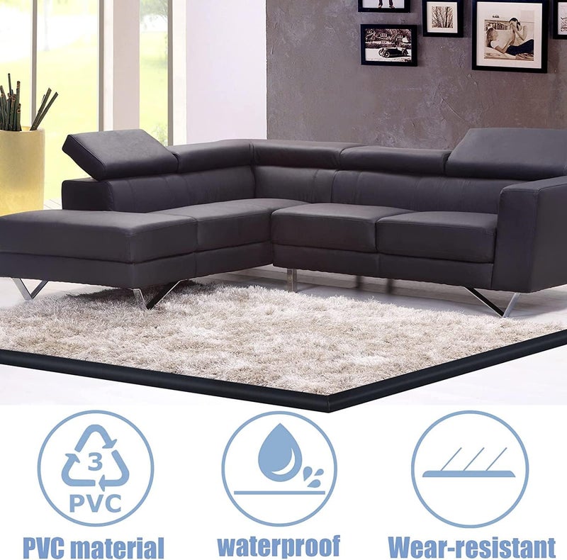 SUVEUS 10Ft Floor Transition Strip, Self Adhesive Carpet Edging Trim Strip, Threshold Strips for Threshold Height Less Than 5 mm (Black) - Image 3