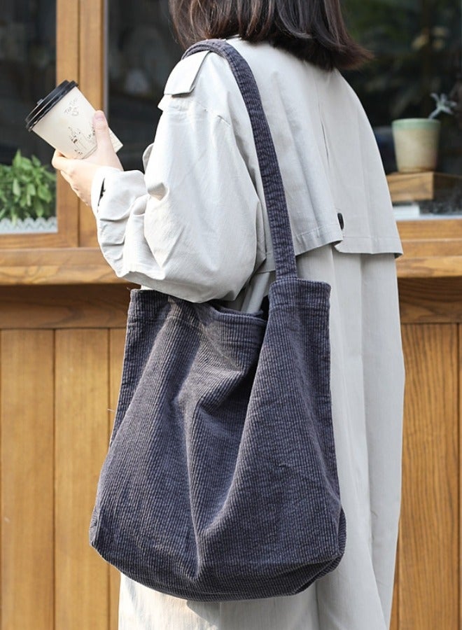 Large Capacity Corduroy Tote Shopping Bag For Woman - Image 2