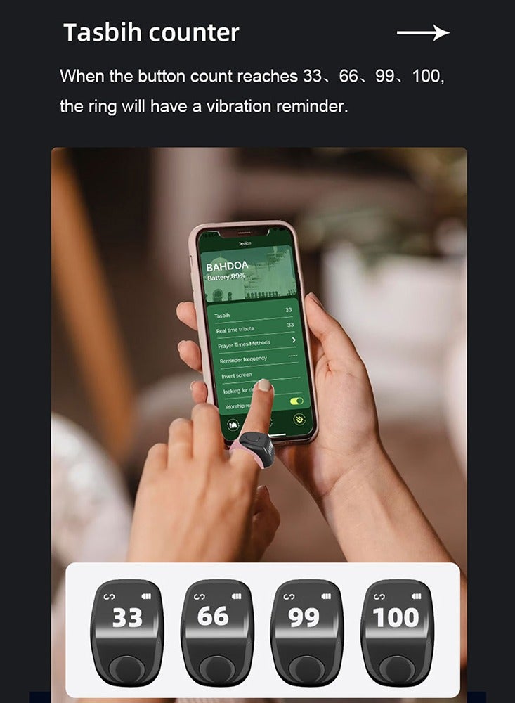 سمارت تسبيه زكر خاتم الموضة سمارت خاتم ساعة عقيبة تسبيه تسبيه العداد - Image 2