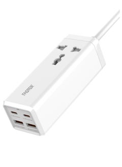 65W Power Extension Cord with 2 USB C PD 65W and 2 USB A 60W  QC Fast Charging Adapter,1 Way Universal Plug Socket Outlet,TypeC Quick Charging Surge Protector UK Plug 2M Cable for All Smart Phones
