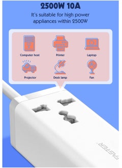 Faster 65W Power Extension Cord with 2 USB C PD 65W and 2 USB A 60W  QC Fast Charging Adapter,1 Way Universal Plug Socket Outlet,TypeC Quick Charging Surge Protector UK Plug 2M Cable for All Smart Phones  - Image 3