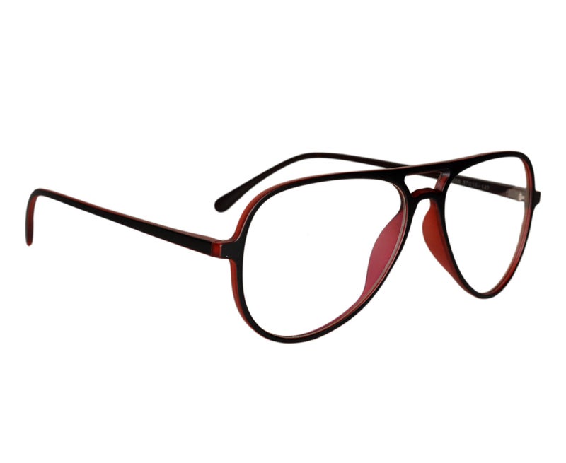 Peter Jones Black/Red Unisex Aviator Optical Frame (2888RD, Brown, Medium) - Image 1