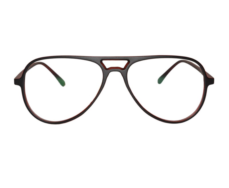 Peter Jones Black/Red Unisex Aviator Optical Frame (2888RD, Brown, Medium) - Image 3