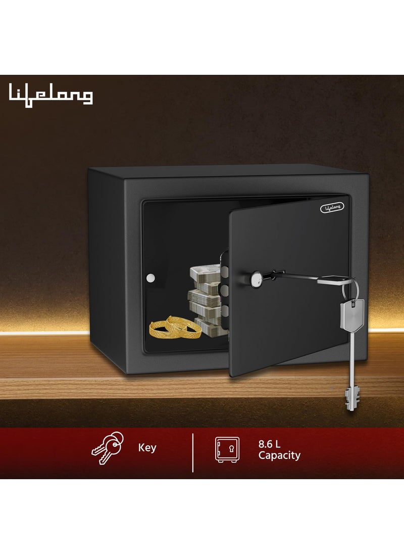Lifelong Lifelong Home Safe Locker with Key for Home 86 Litre Capacity 3 Live Bolts 5mm Sturdy Metal Door LLHSM01 Black  - Image 2