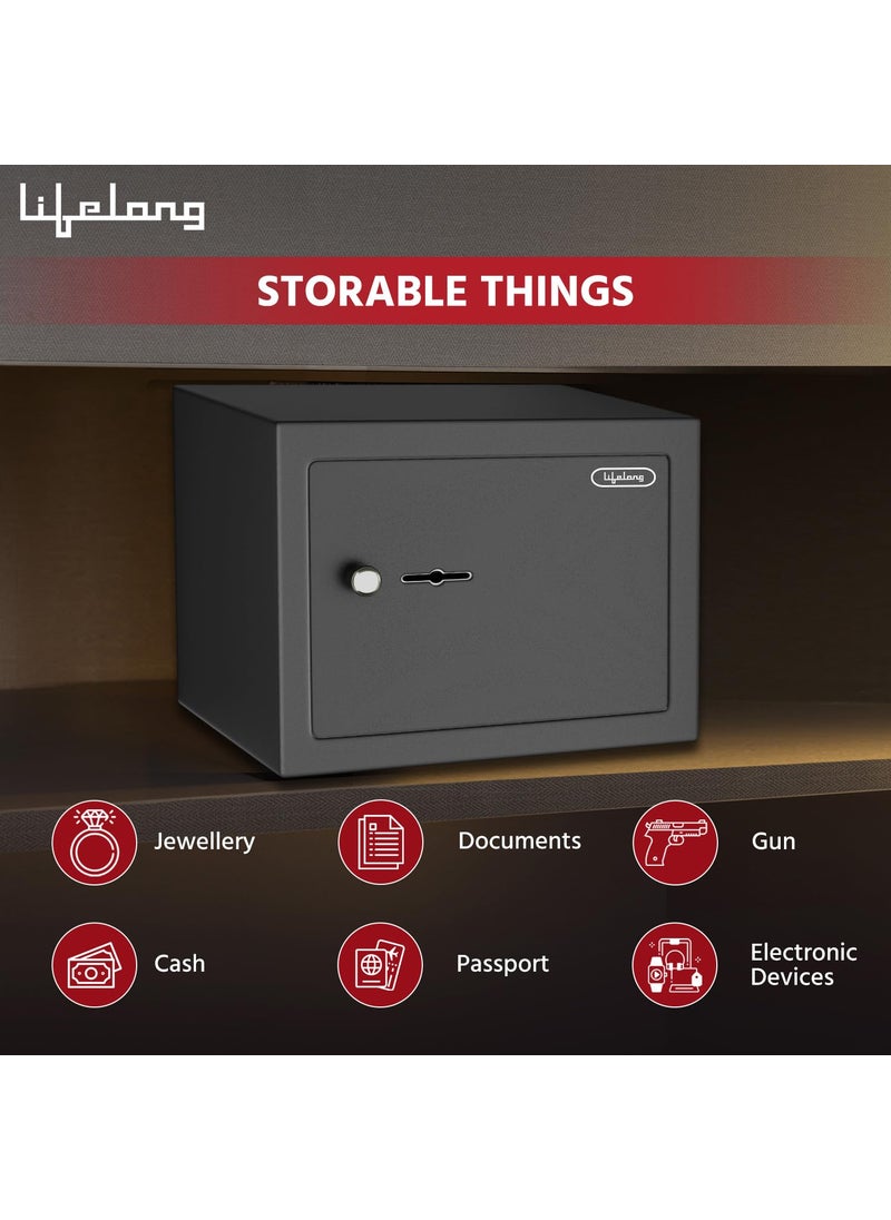 Lifelong Lifelong Home Safe Locker with Key for Home 86 Litre Capacity 3 Live Bolts 5mm Sturdy Metal Door LLHSM01 Black  - Image 5