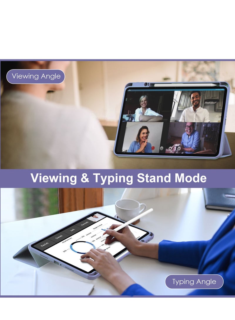 Case Compatible With Xiaomi Pad 6/6 Pro 11 Inch 2023 with Pencil Holder Clear Transparent Back Shell Slim Stand Shockproof Tablet Cover Auto Wake/Sleep (Lavender) - Image 4