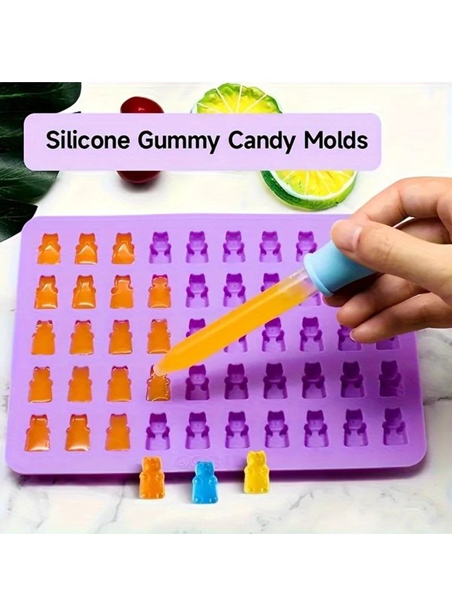 قوالب دببة الهلام السيليكونية الزرقاء مع قطارة 50 عُقْدة أدوات صنع الحلوى DIY لحفلة عيد الميلاد - Image 2