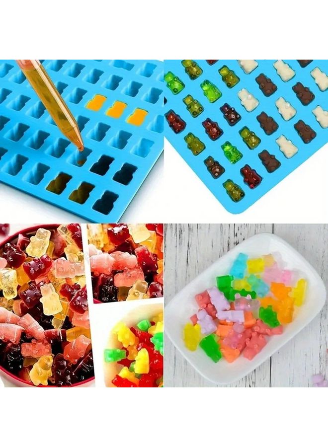 قوالب دببة الهلام السيليكونية الزرقاء مع قطارة 50 عُقْدة أدوات صنع الحلوى DIY لحفلة عيد الميلاد - Image 4