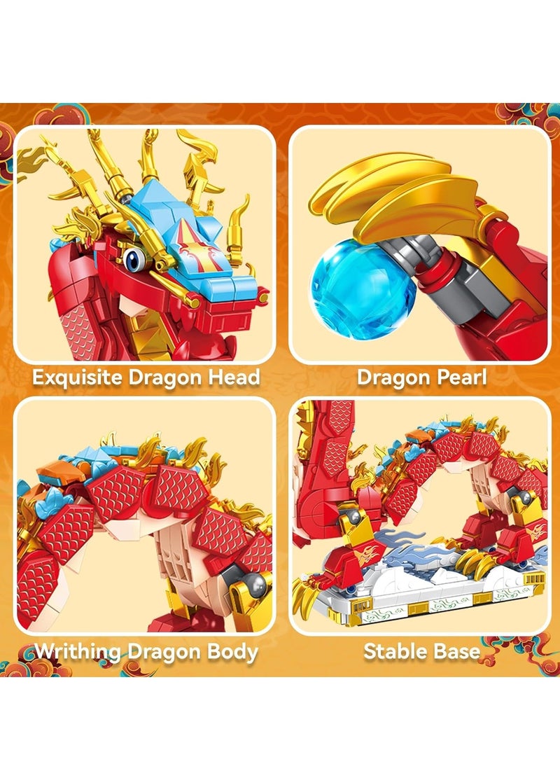 Excefore Auspicious Dragon 2024 Building Set, Dragon Toy Building Set, Compatible with Lego Dragon Animals, Spring Festival Decor Display Model, Ideas Gift Building Toy for Boys Girls Ages 6+ (767 PCS) - Image 3