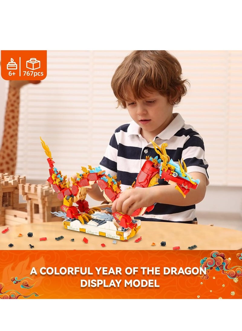 Excefore Auspicious Dragon 2024 Building Set, Dragon Toy Building Set, Compatible with Lego Dragon Animals, Spring Festival Decor Display Model, Ideas Gift Building Toy for Boys Girls Ages 6+ (767 PCS) - Image 5
