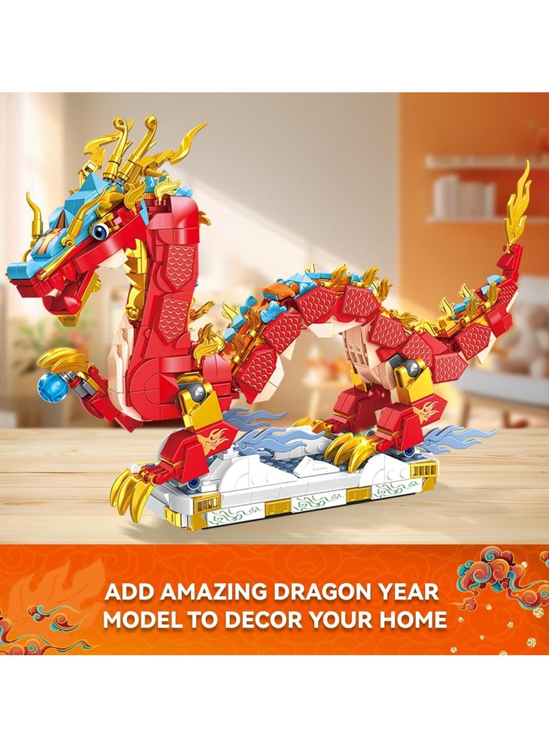 Excefore Auspicious Dragon 2024 Building Set, Dragon Toy Building Set, Compatible with Lego Dragon Animals, Spring Festival Decor Display Model, Ideas Gift Building Toy for Boys Girls Ages 6+ (767 PCS) - Image 2