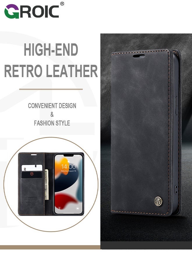 GROIC For iPhone 15 Pro Case, Luxury Leather Wallet Cover, Case Classic Design with Card Slot and Magnetic Flip Folding for 6.1 Inch - Image 3