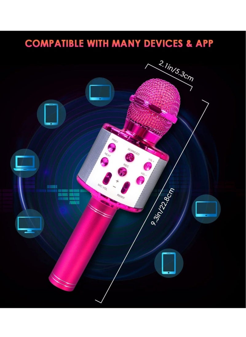 4 in 1 Karaoke Wireless Microphone with LED Lights, Portable Microphone for Kids, Great Gifts Toys for Kids, Girls, Boys and Adults (Purple) - Image 3
