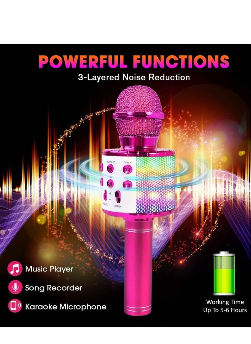 4 in 1 Karaoke Wireless Microphone with LED Lights, Portable Microphone for Kids, Great Gifts Toys for Kids, Girls, Boys and Adults (Purple) - Image 2