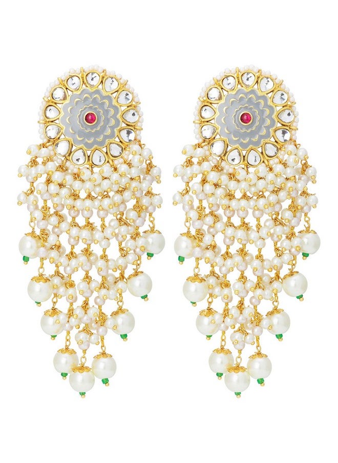 Aheli Classy Wedding Faux Stone Enamel Drop Tassel Earrings Indian Ethnic Fashion Bollywood Party Jewelry For Women  - Image 1