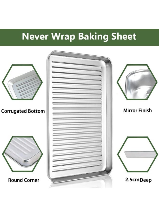 Angju Stainless Steel Baking Sheet with Rack Set [2 Pans + 2 Racks], Cookie Sheet with Cooling Rack, Size 31.5*24.5*2.5cm, Non Toxic & Heavy Duty & Easy Clean - Image 4