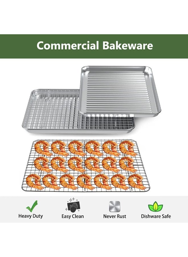 Angju Stainless Steel Baking Sheet with Rack Set [2 Pans + 2 Racks], Cookie Sheet with Cooling Rack, Size 31.5*24.5*2.5cm, Non Toxic & Heavy Duty & Easy Clean - Image 2