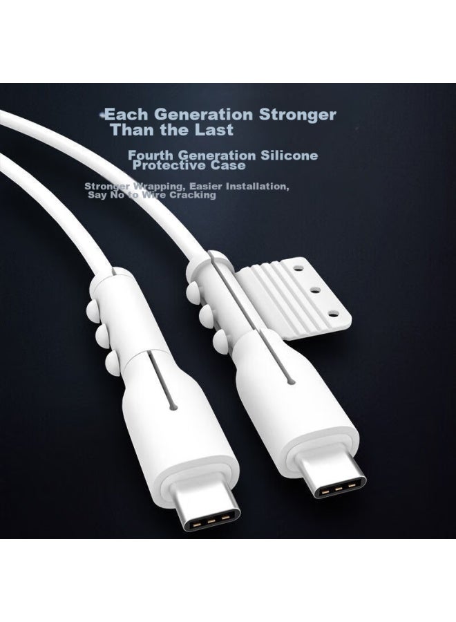 Dipple Dipu'er Fourth Generation Android Data Cable Protector, Silicone Anti-breakage Dust-proof Wire Protector, Cable Wrap, Clip Connector Protector, Universal Usb, White - Image 2