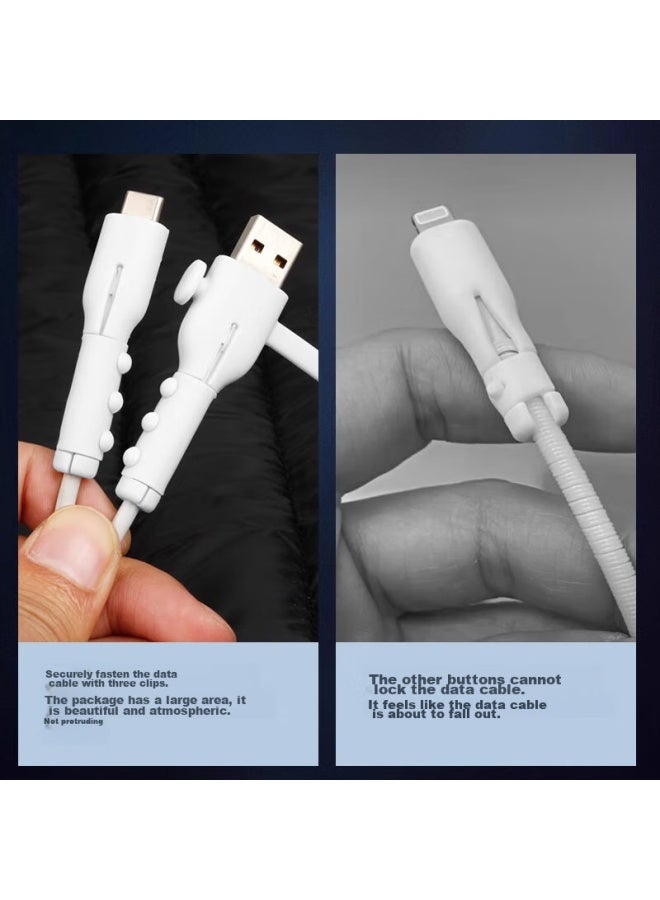 Dipple Dipu'er Fourth Generation Android Data Cable Protector, Silicone Anti-breakage Dust-proof Wire Protector, Cable Wrap, Clip Connector Protector, Universal Usb, White - Image 5
