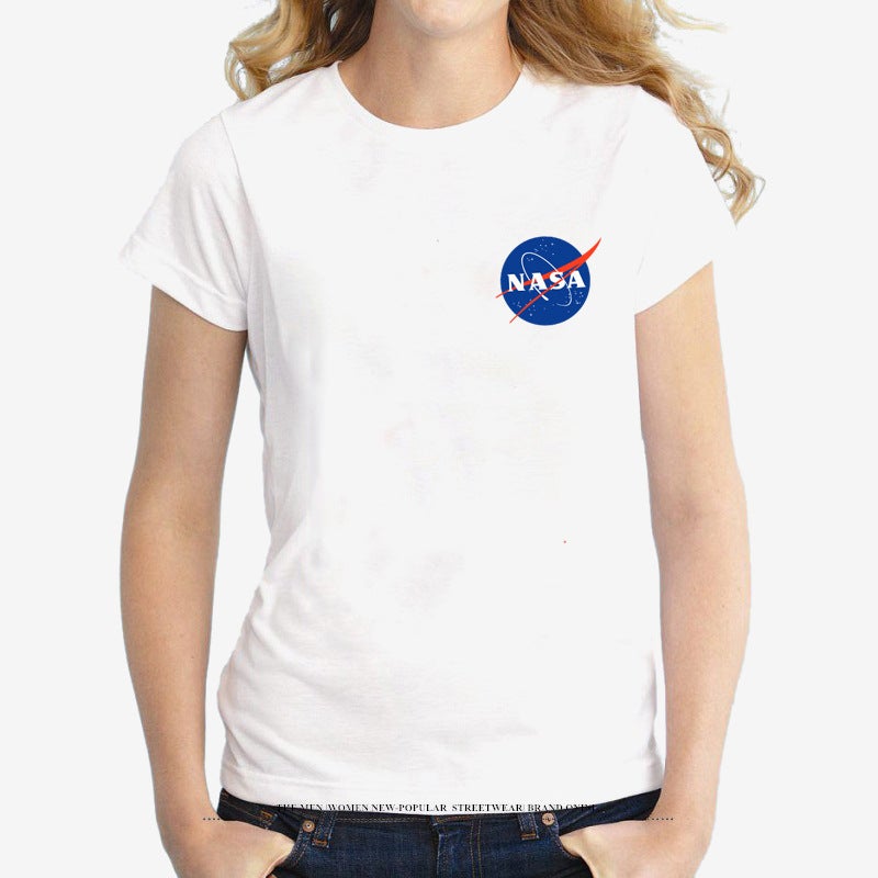 American Astronaut Nasa Galaxy Earth Print T-Shirt Cotton Crewneck Half Sleeve Shirt Couple Sports Top - Image 1