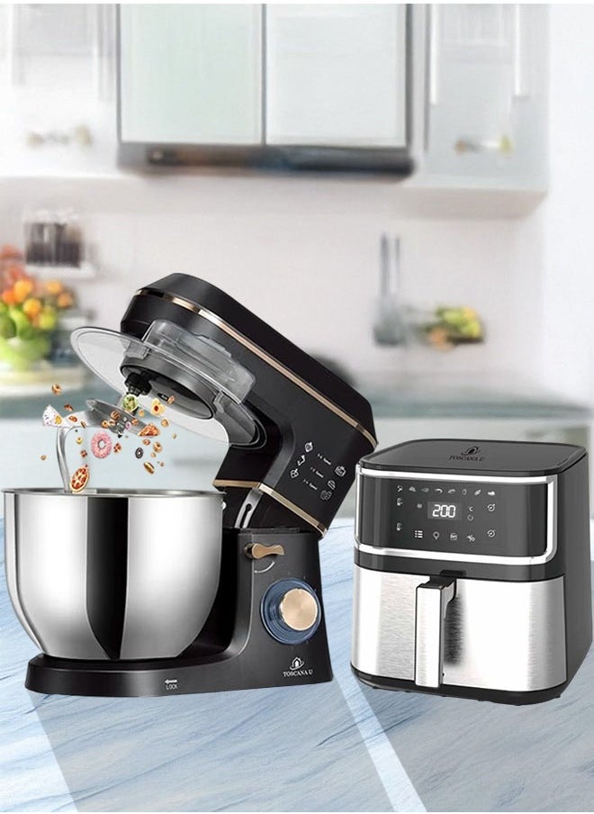 TOSCANA U - Toscana U 7L 1400W Electric Mixer with Lid and LED Light with 8L Air Fryer with Screen from 1700W - Image 1