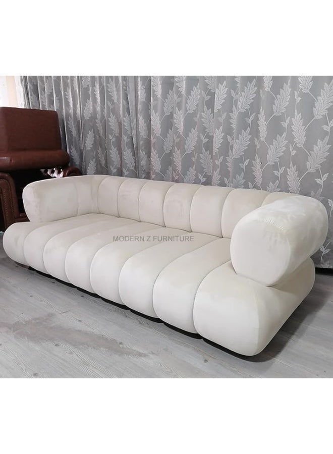 Poppins HOME Modern Z Corner L-Shape Luxury Sofa â€“ Contemporary Comfort (WHITE, 3 SEATER) - Image 2