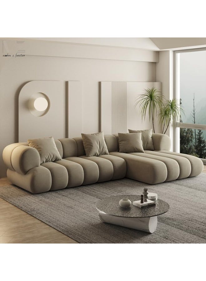 Poppins HOME Modern Z Corner L-Shape Luxury Sofa â€“ Contemporary Comfort (WHITE, 3 SEATER) - Image 3