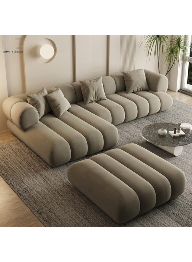 Poppins HOME Modern Z Corner L-Shape Luxury Sofa â€“ Contemporary Comfort (WHITE, 3 SEATER) - Image 5