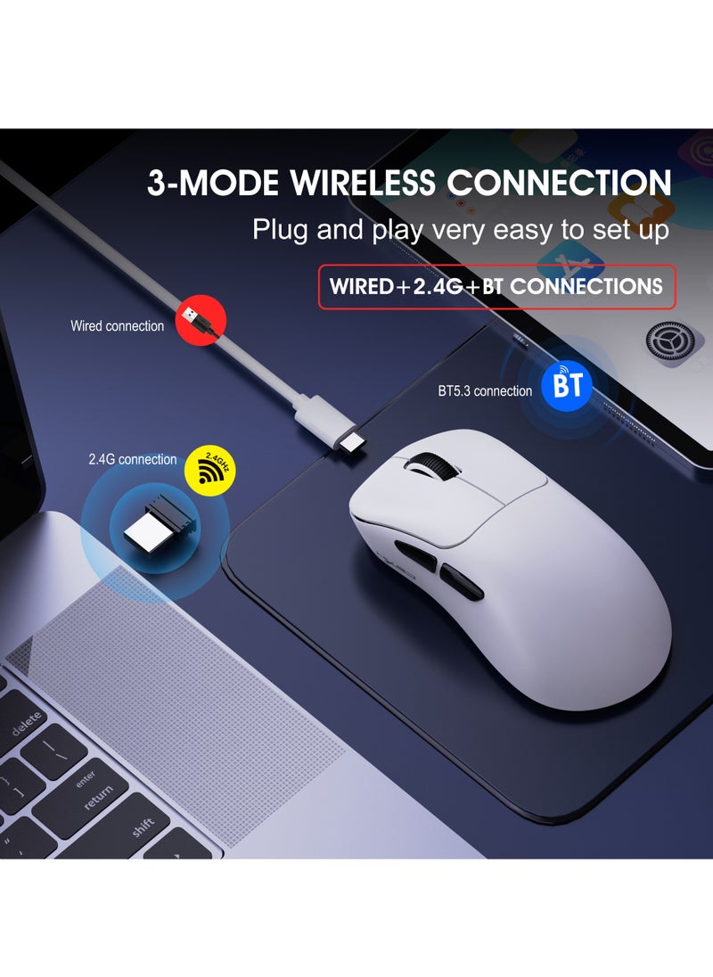 T700 Lightweight Gaming Mouse, Wired/Wireless/Bluetooth Tri Modes, Wireless Office Mouse for Laptop Mac PC