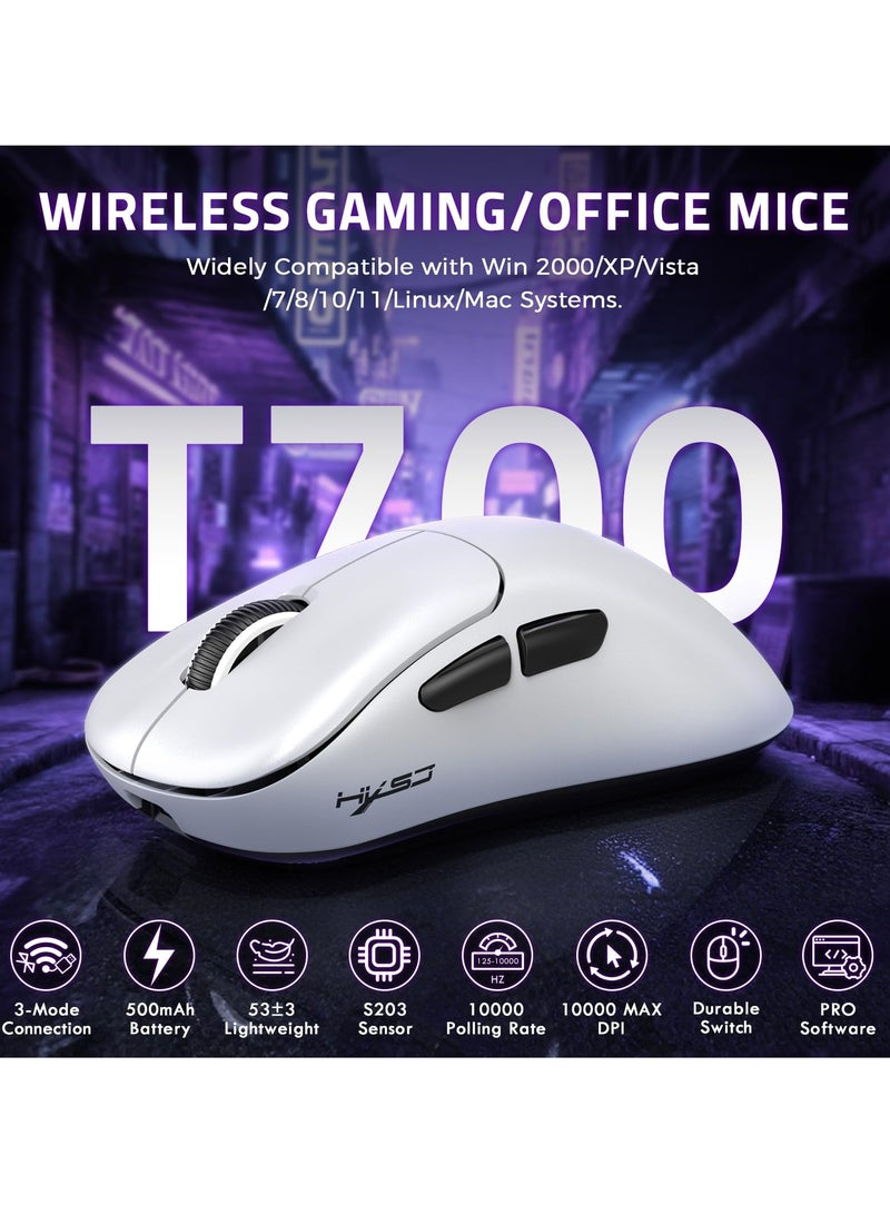 HXSJ T700 Lightweight Gaming Mouse, Wired/Wireless/Bluetooth Tri Modes, Wireless Office Mouse for Laptop Mac PC - Image 3