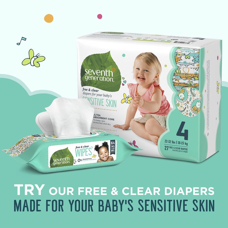 Seventh Generation Baby Wipes Sensitive Protection with Snap Seal Unscented Baby Wipes 64 Count - Image 4